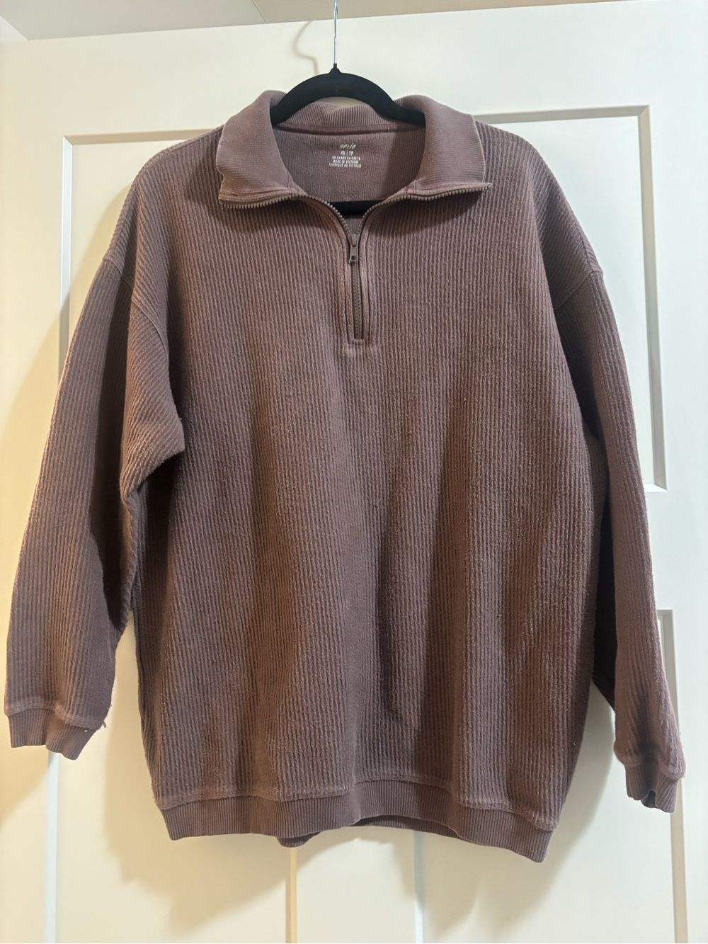 aerie Ribbed Quarter-Zip Pullover - Mauve